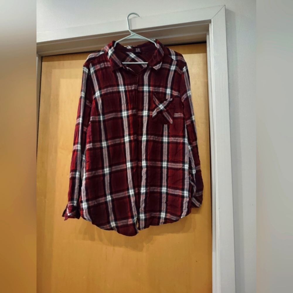 Plaid Button-up Long Sleeve Shirt - torrid, size 3